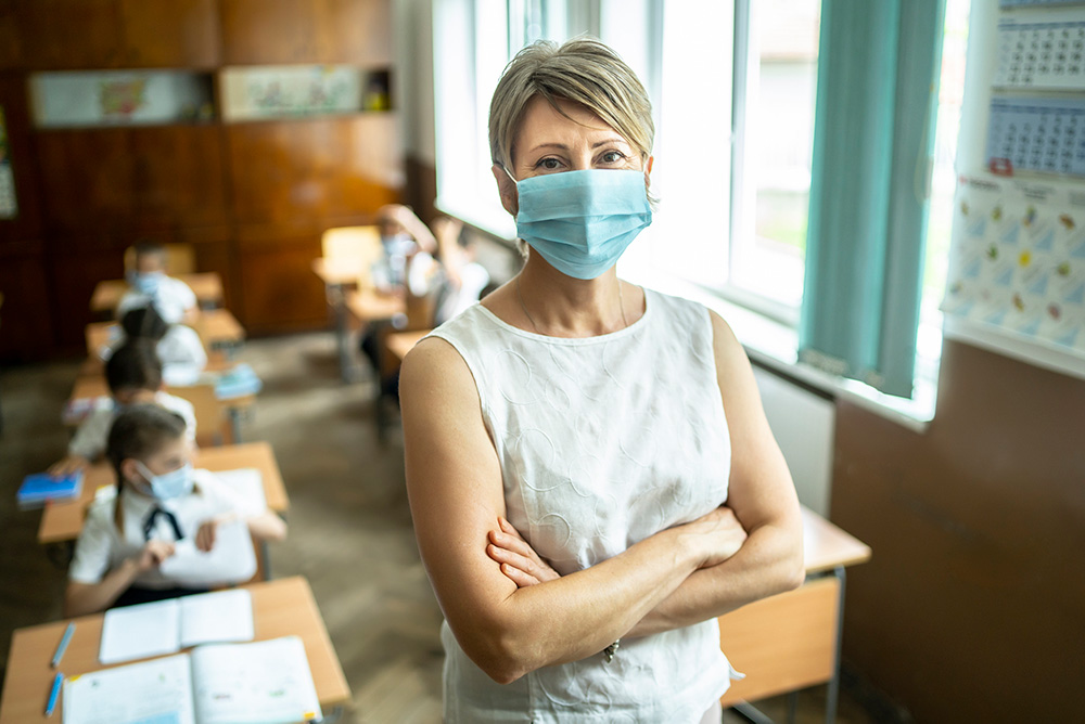 teacher wearing mask